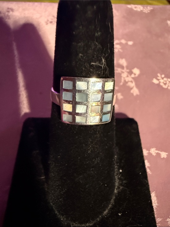 Jewelry - Sterling Silver Mosaic Blue Tile Inlay Ring